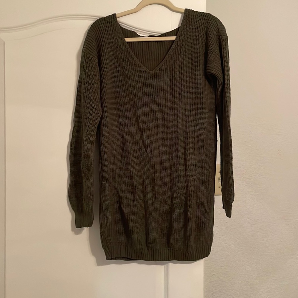 Olive green sweater dress